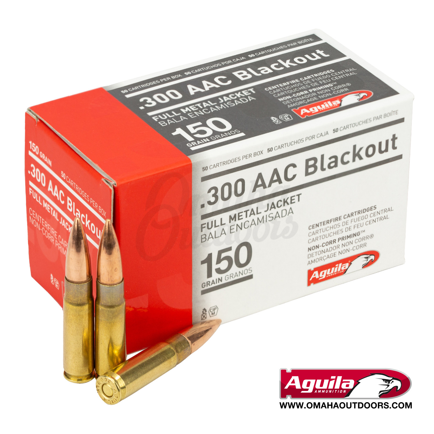 Aguila 300 Blackout 150 Grain FMJ BT Ammo 50 Round Box Omaha Outdoors