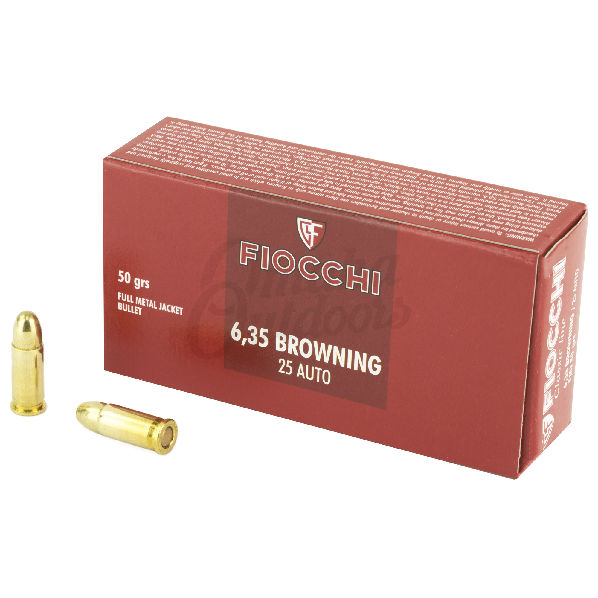 Fiocchi Shooting Dynamics 25 ACP Ammo 50 Grain FMJ 50 Round Box - In Stock