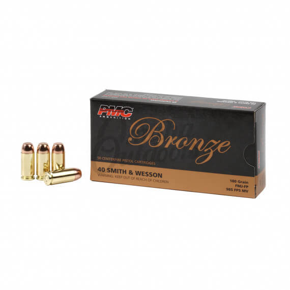 40E PMC Bronze 40 S&W Ammo 180 Grain FMJ FP 50 Round Box - Omaha Outdoors