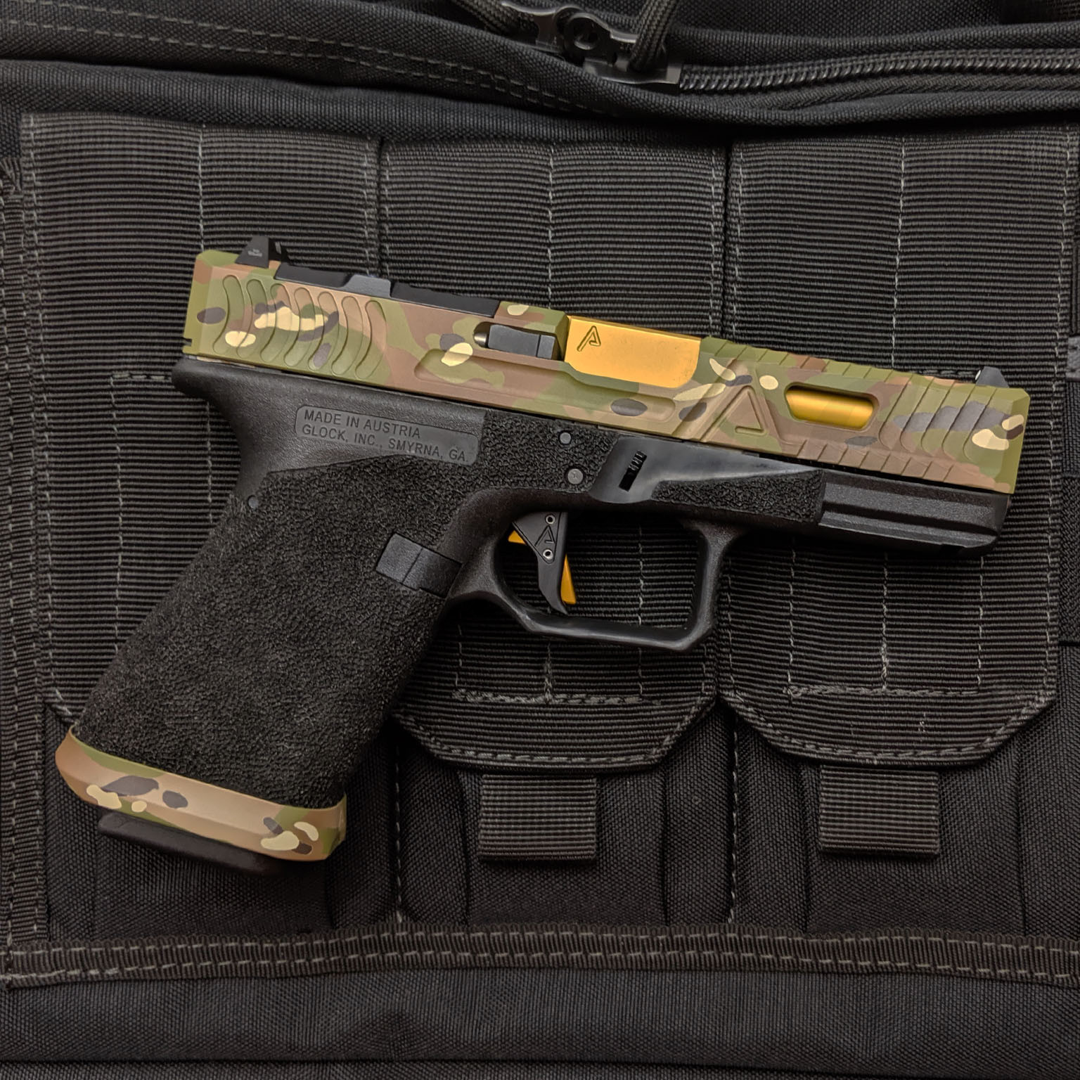 Agency Arms Glock 19 Gen 3 Cipher Pistol 9mm MultiCam Gold TiN Barrel