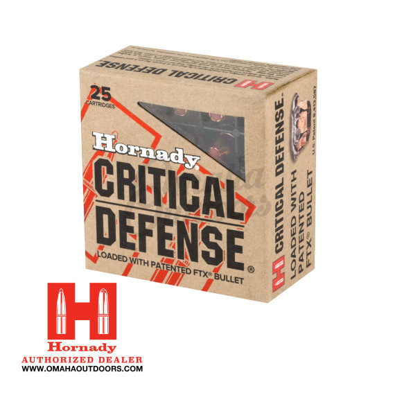 Hornady Critical Defense 380 Auto 90gr FTX 25 Rounds - Omaha Outdoors