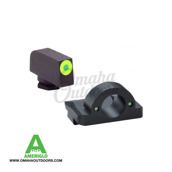 AmeriGlo Ghost Ring Glock Sights LimeGreenLumi Front - Omaha Outdoors