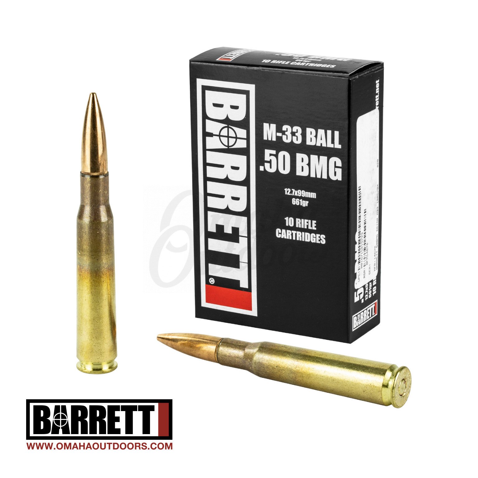 Barrett 50 BMG 661 Grain FMJ 10 Rounds - Omaha Outdoors