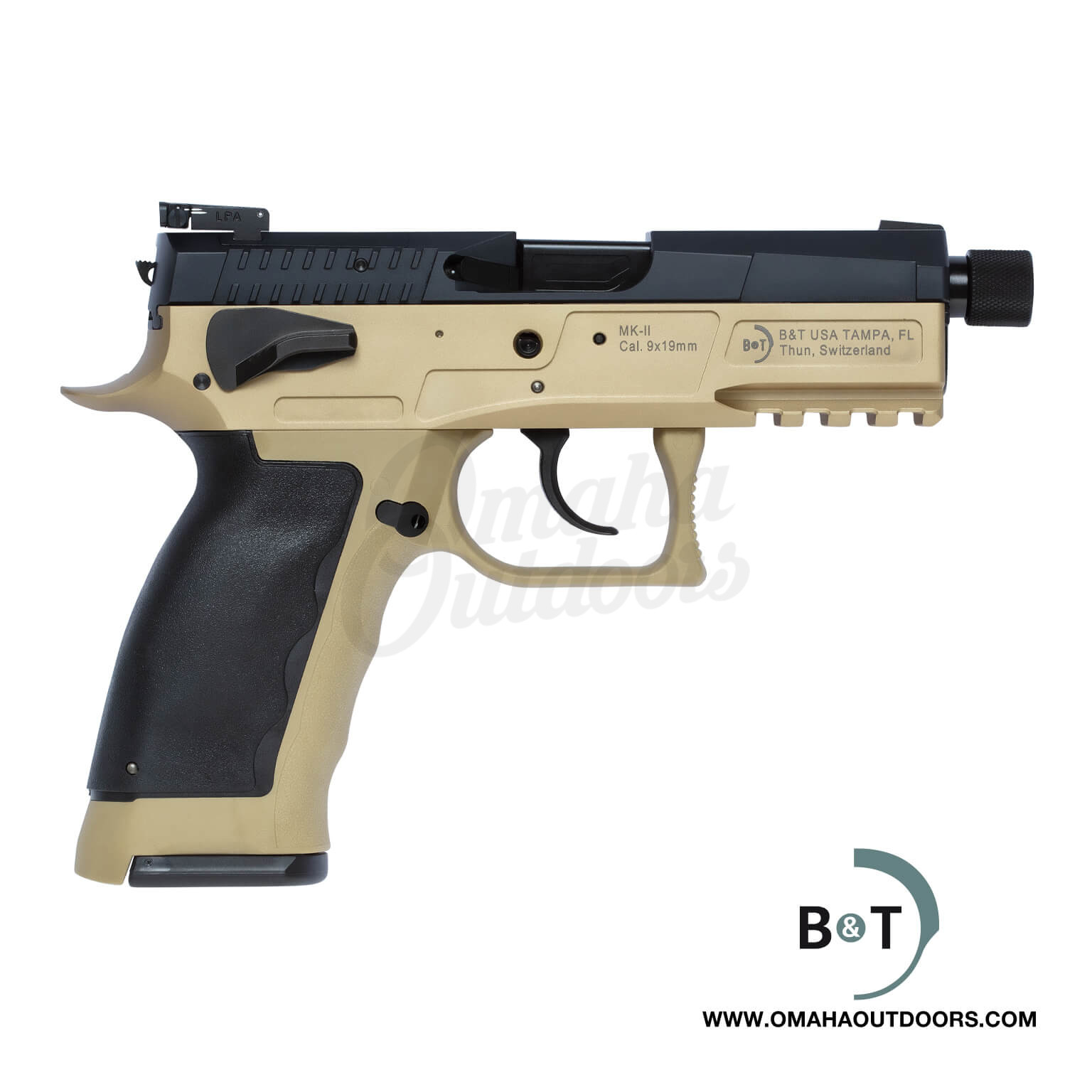 B&T MK-II Coyote Pistol 17 RD 9mm Threaded Barrel - Omaha Outdoors