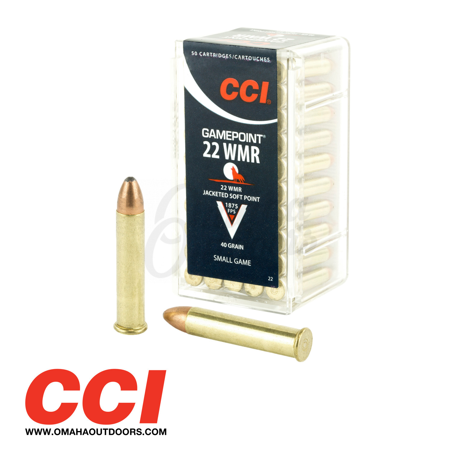 CCI GamePoint Ammo 22 WMR 40 gr Jacketed SP 50 Round Box 22 - Omaha ...