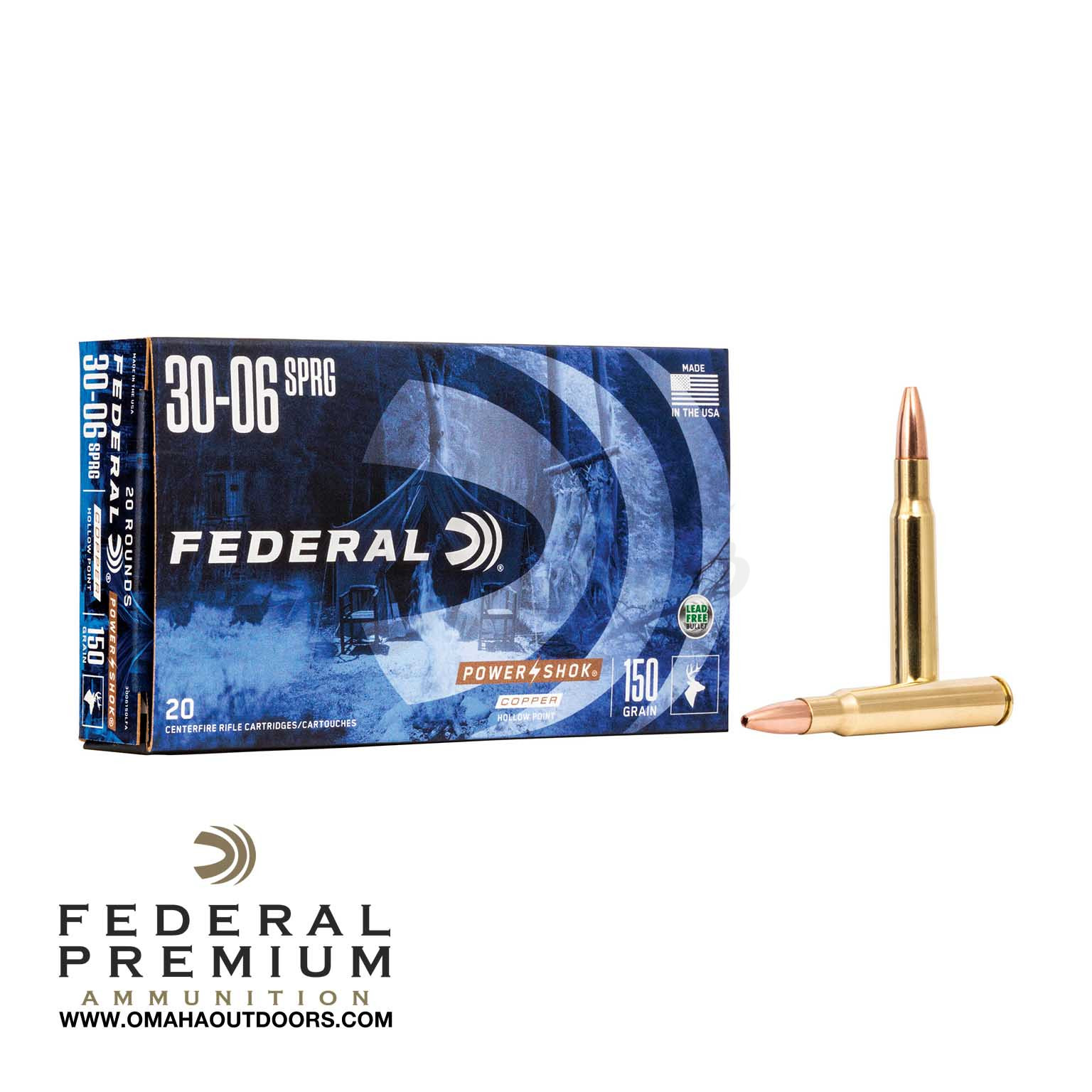 Federal Power Shok Copper 30-06 150 Grain 20 Rounds - Omaha Outdoors