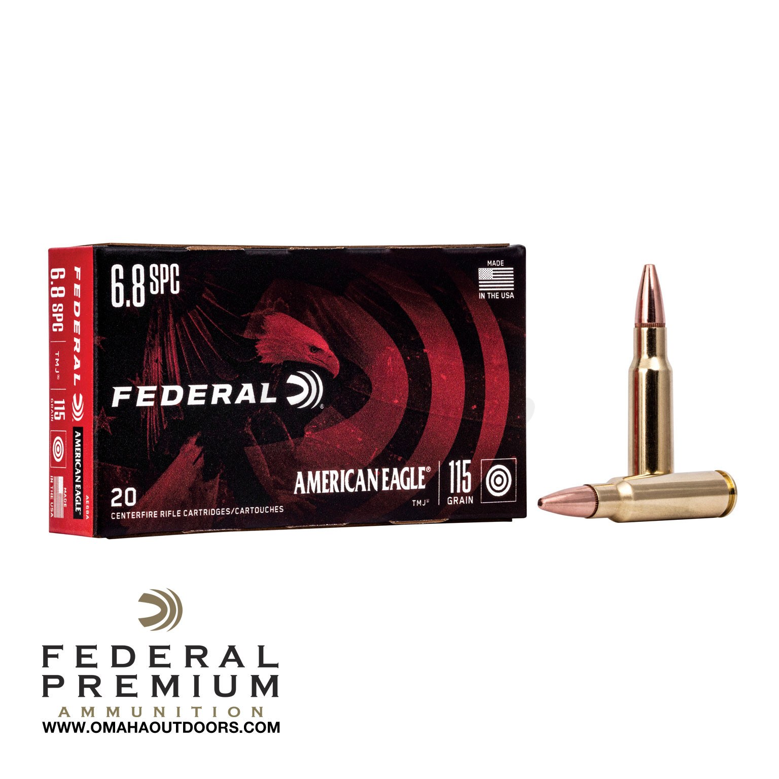 Federal american eagle 6 8 spc 115 grain fmj