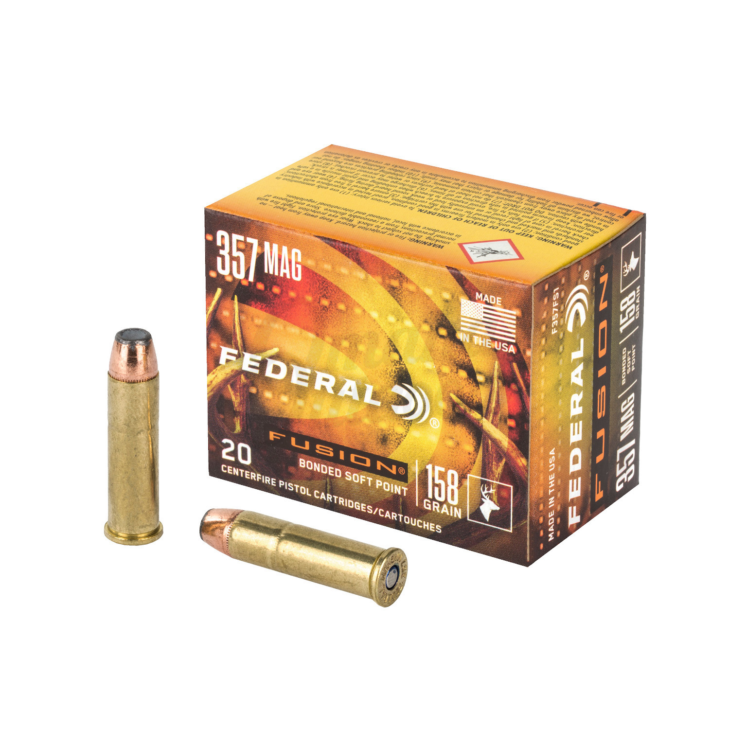 Federal Fusion 357 Magnum Ammo 158 Grain Fusion SP 20 Round Box - Omaha ...