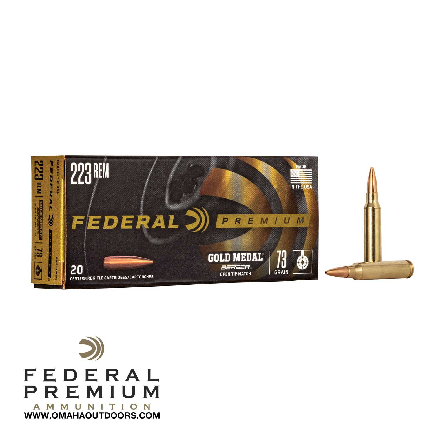 Federal Gold Medal Berger 223 73 Grain 20 Rounds - Omaha Outdoors