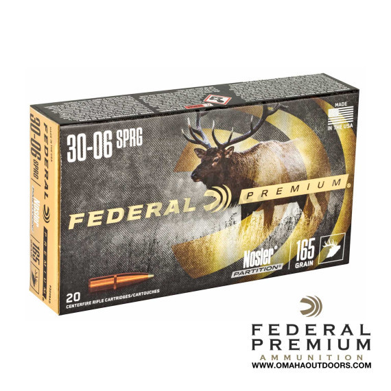 Federal Premium 30-06 Springfield 165 Grain Nosler Partition 20 Rounds 