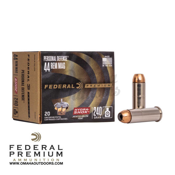 Federal Personal Defense 44 Magnum 240 Grain Hydra-Shok JHP 20 Rounds ...