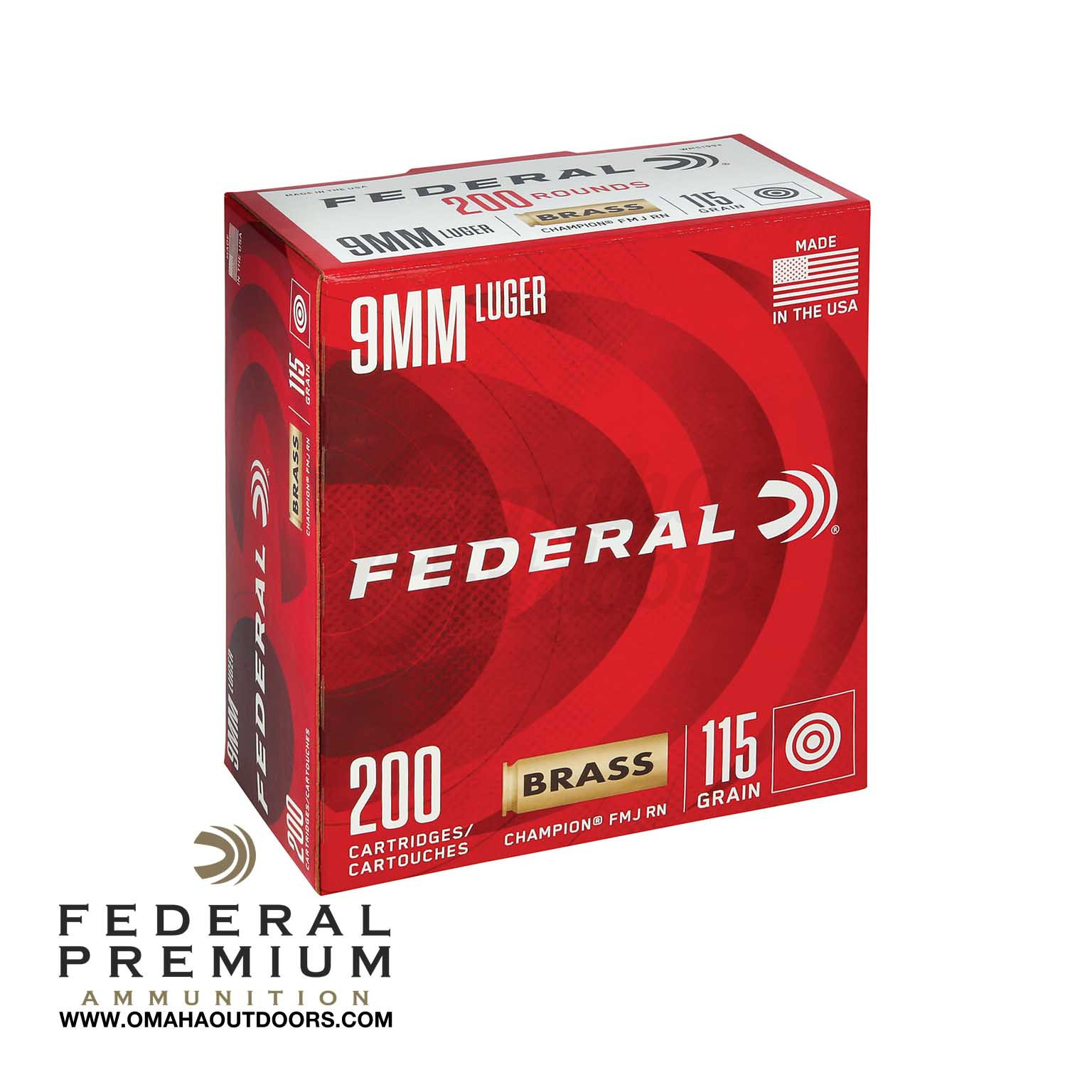 Federal Champion 9mm 115 Grain 200 Rounds - Omaha Outdoors