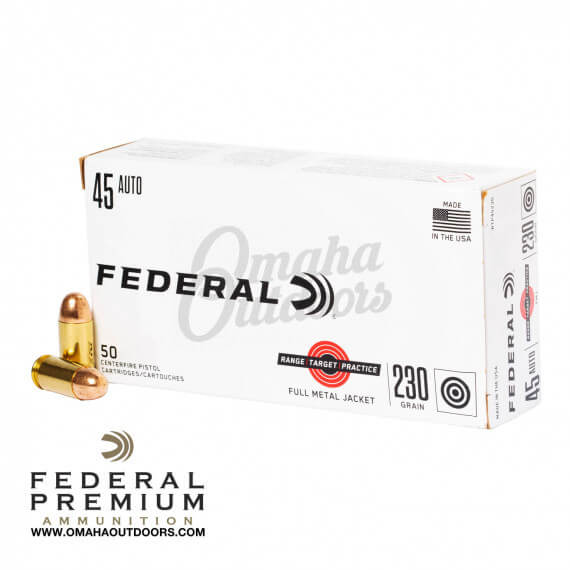 Federal Range Target Practice 45 ACP 230 Grain FMJ Ammo 50 Rounds ...
