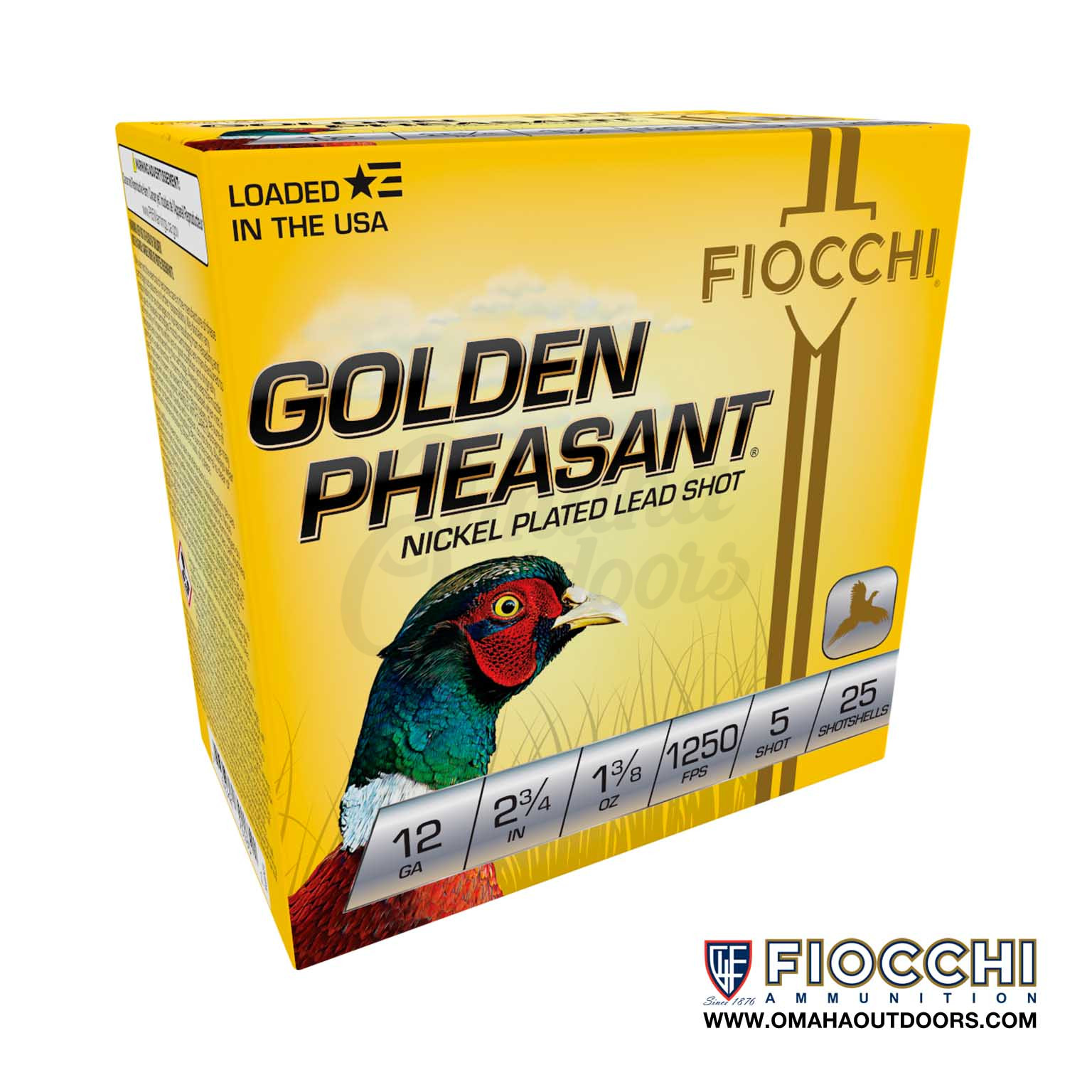 Fiocchi Golden Pheasant 12 Gauge 5 Shot 25 Rounds - Omaha Outdoors