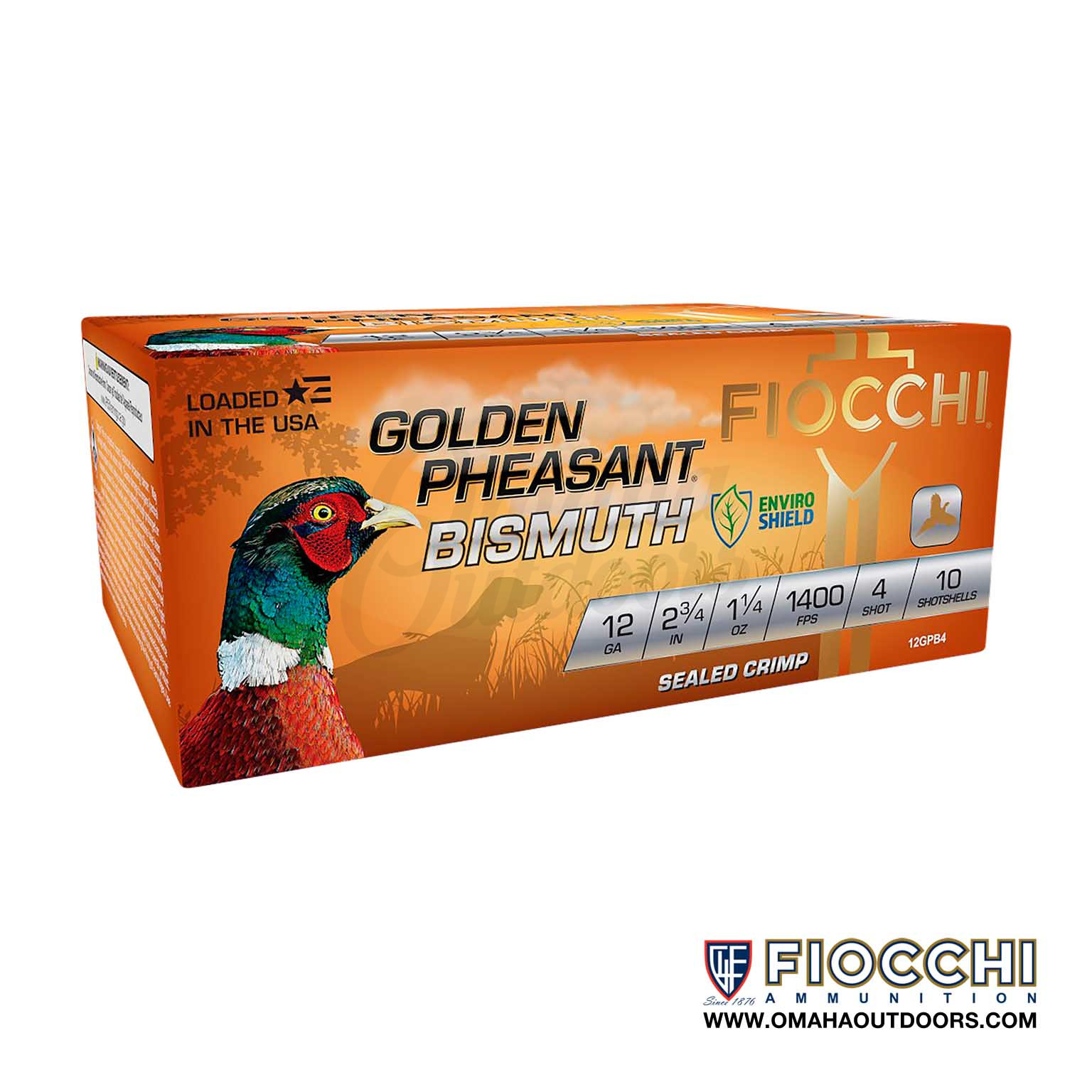 Fiocchi Golden Pheasant Bismuth 12 Gauge 4 Shot 10 Rounds - Omaha Outdoors