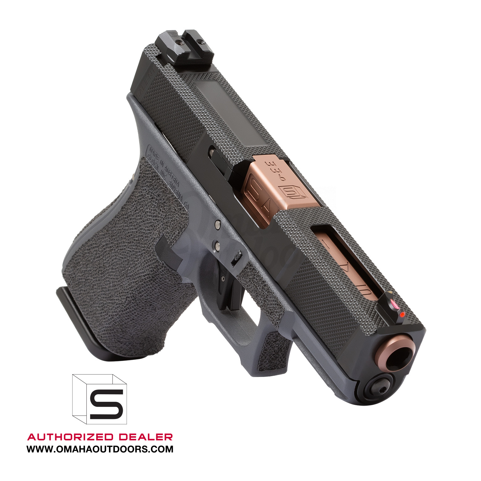 Salient Arms (SAI) Glock 19 Gen 4 Gray Frame Utility Rose Gold Barrel