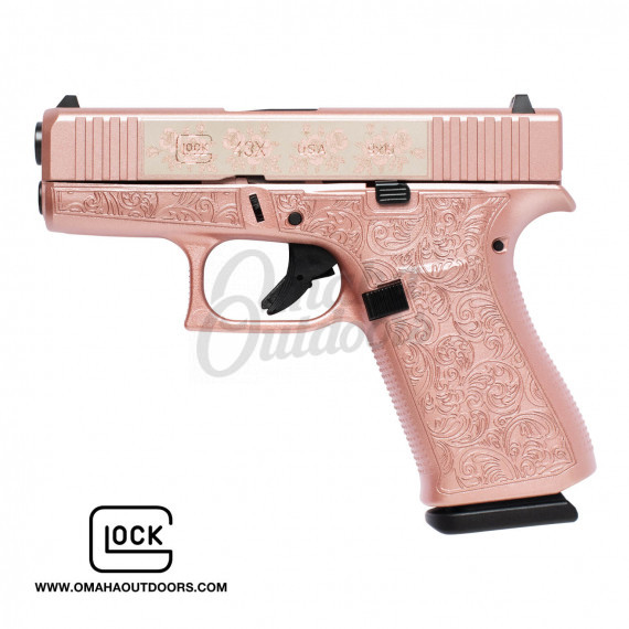 Glock N Roses 43X Full Pink Pistol Custom Engraved USA - Omaha Outdoors