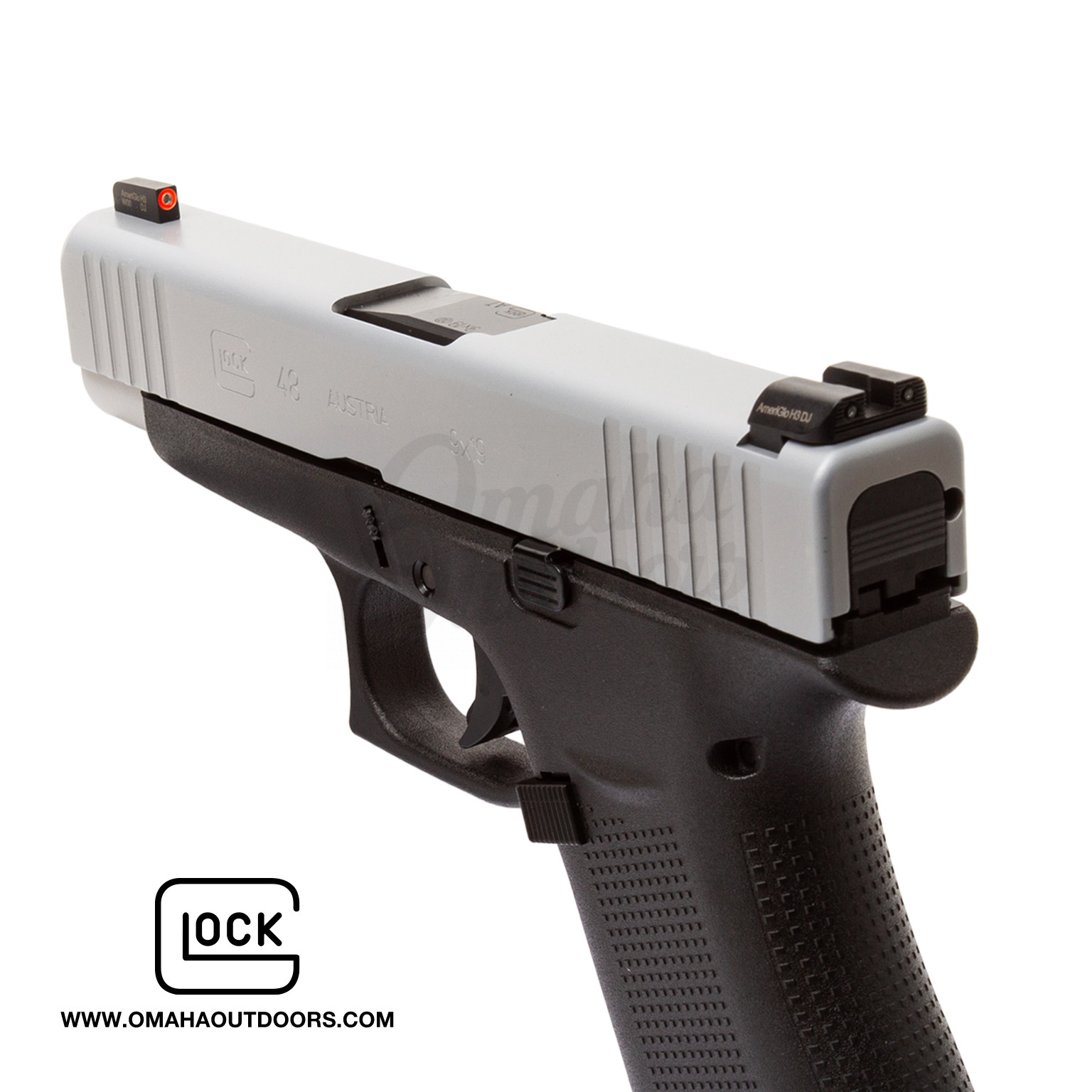 Glock 48 Pistol 10 Rd 9mm Silver Slide Ameriglo Night Sights Omaha