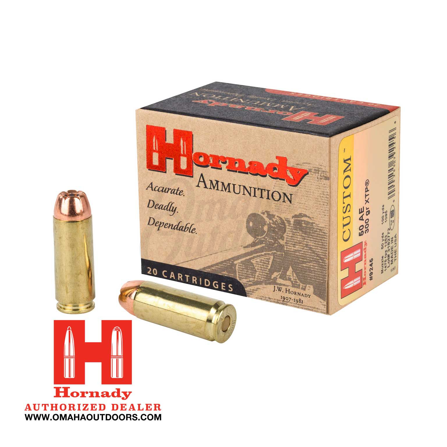 Hornady Custom 50 AE 300 Grain XTP 20 Rounds - Omaha Outdoors