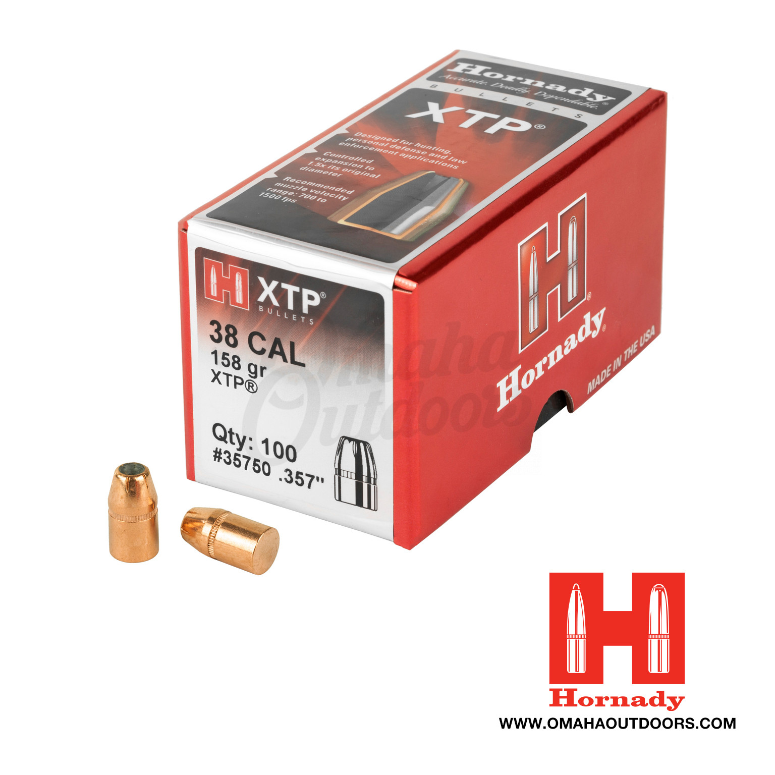 Hornady 158 GR XTP 357 Bullets 100 Ct Omaha Outdoors hornady-158-gr-xtp-357-bullets-100-ct-omaha-outdoors