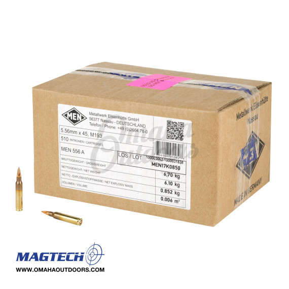 Magtech M193 5.56 55GR MEN 510 Rounds - Omaha Outdoors