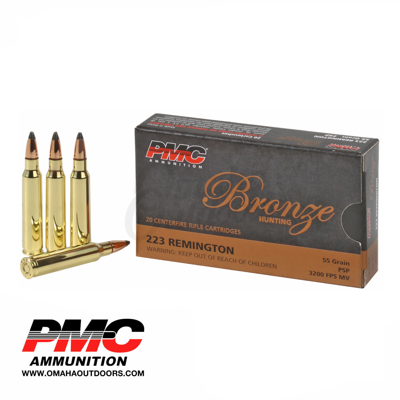 PMC Bronze 223 55gr Soft Point 20 Rounds - Omaha Outdoors