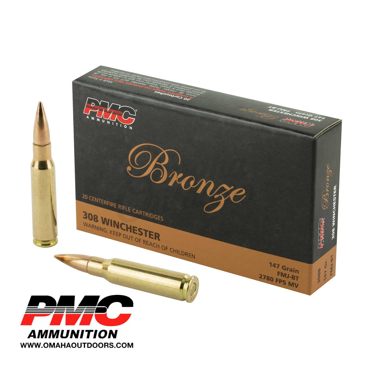 PMC Bronze 308 147gr FMJ 20 Rounds - Omaha Outdoors