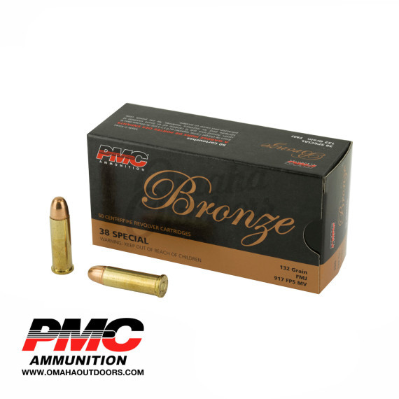 PMC Bronze 38 Special 132 GR FMJ 50 Rounds - Omaha Outdoors