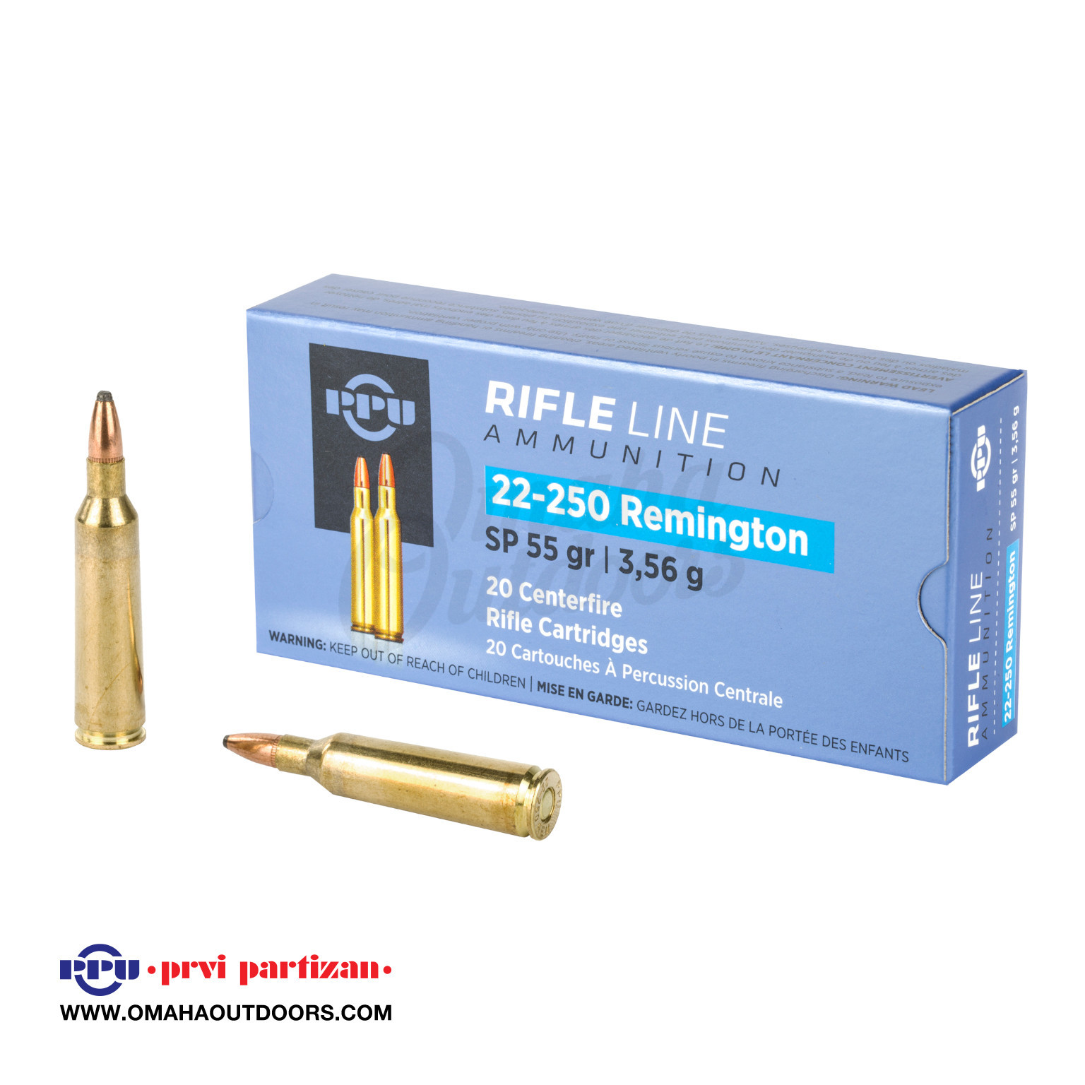 Prvi partizan ppu 22 250 55 grain 20 rounds
