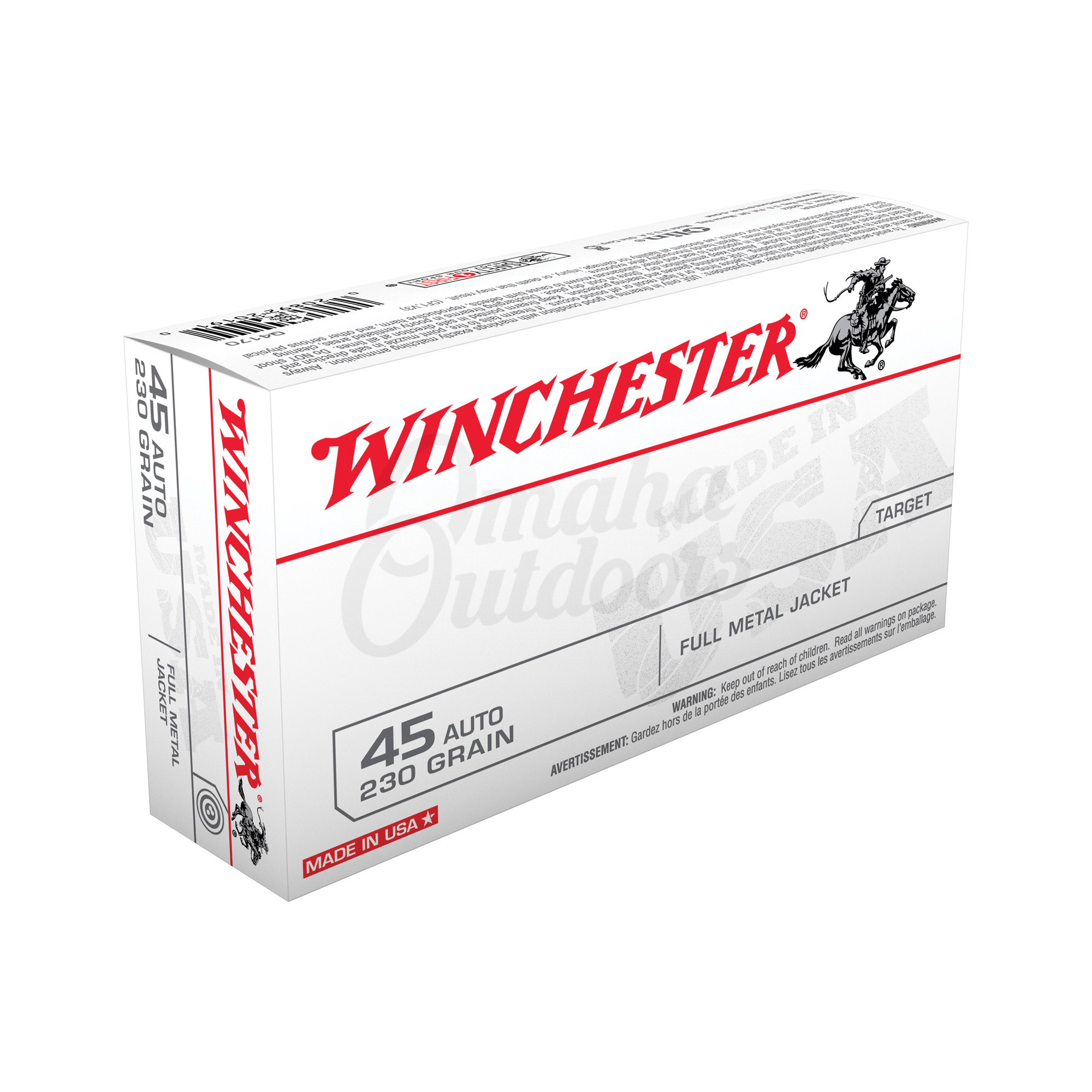 Winchester 45 ACP 230gr FMJ 50 Rounds - Omaha Outdoors