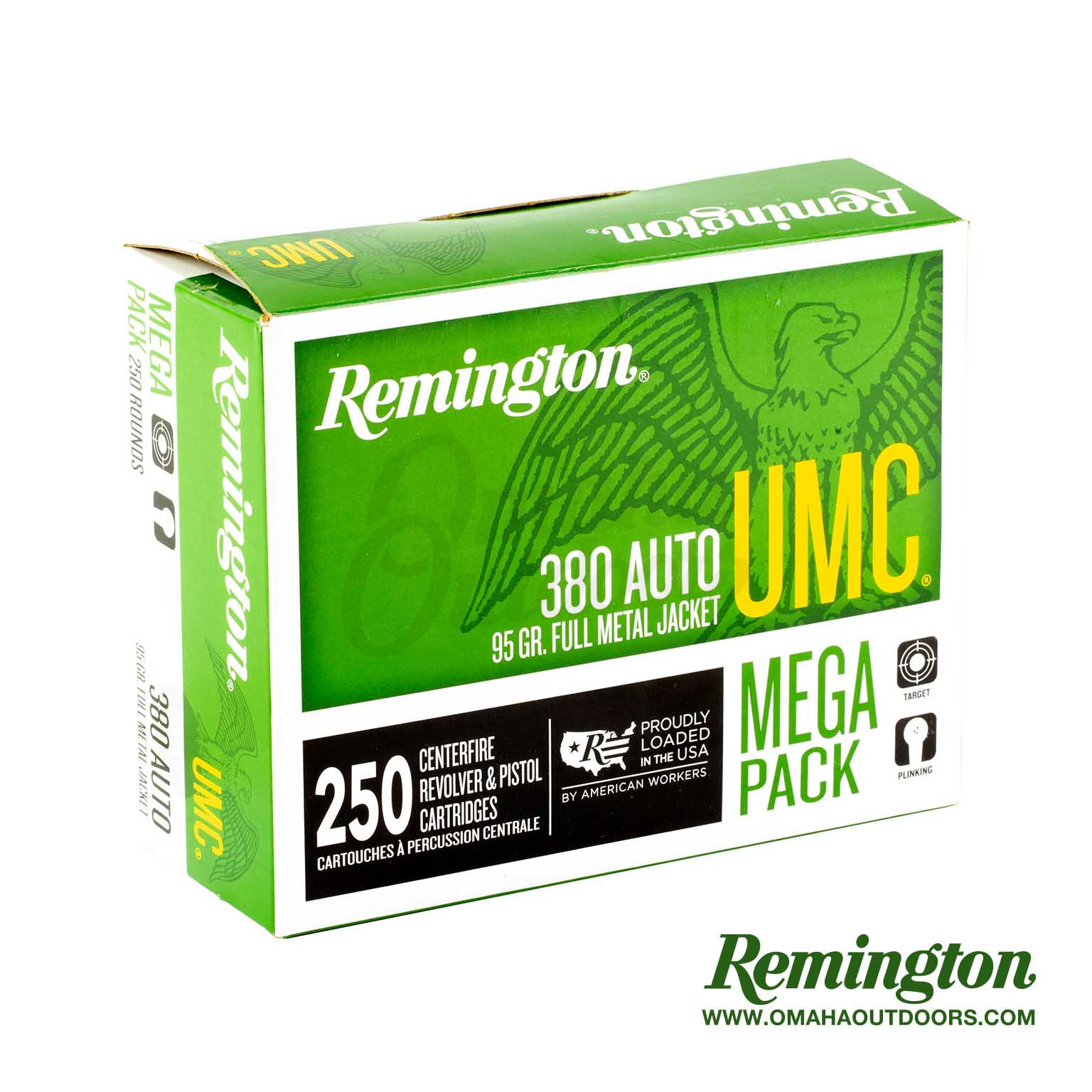 Remington UMC 380 Auto 95 Grain FMJ 250 Rounds - Omaha Outdoors