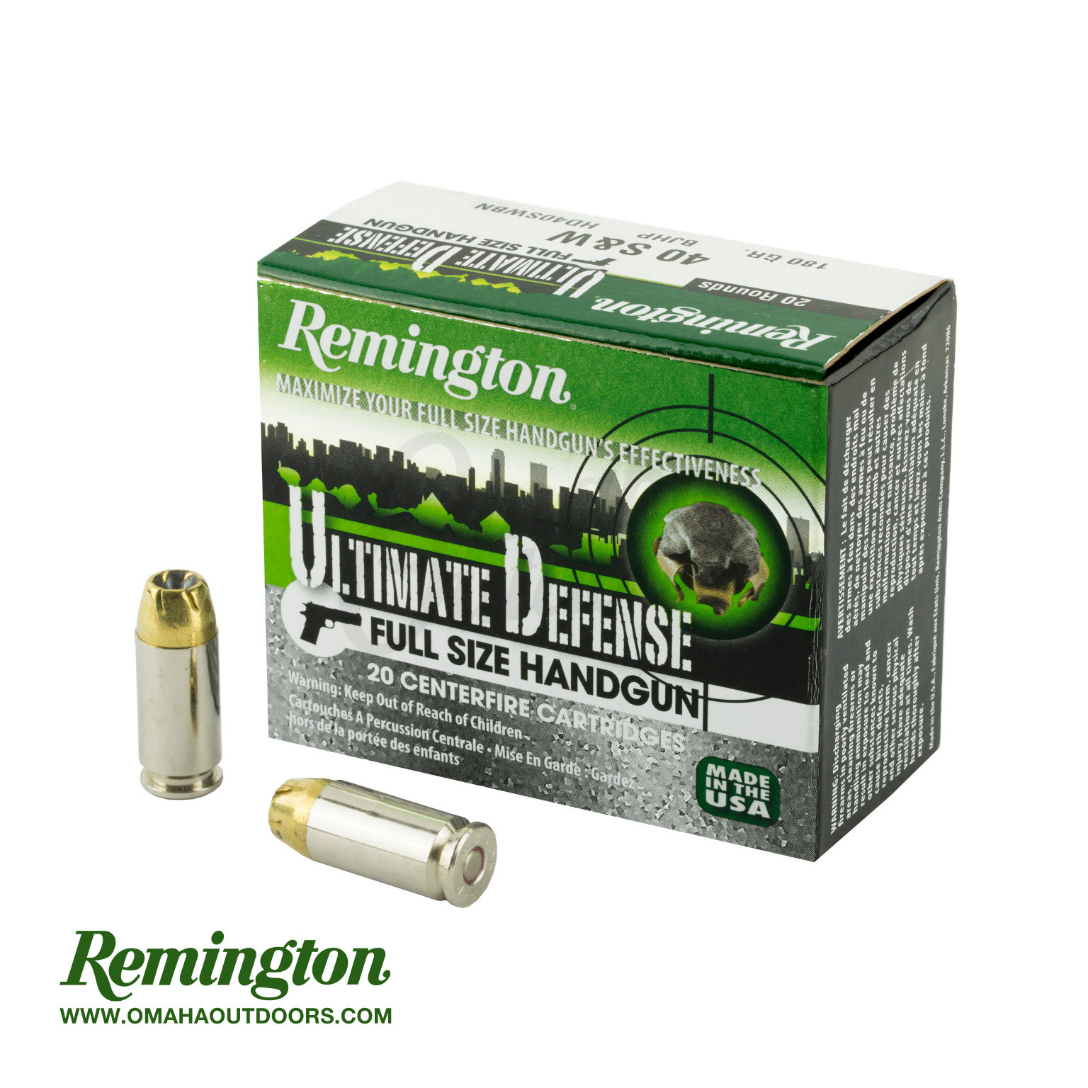 Remington Ultimate Defense - .40 S&W 180 Grain BJHP 20 Rounds - Omaha ...