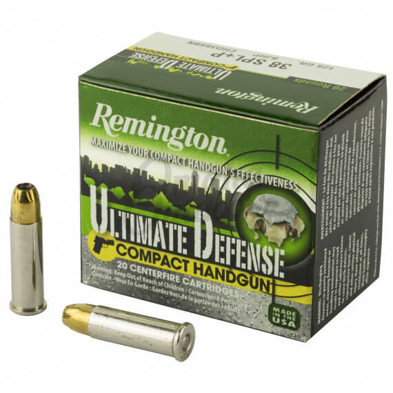 Remington Ultimate Defense Compact 38 Special +P Ammo 125 Grain Brass ...