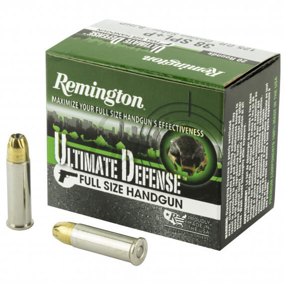 Remington Ultimate Defense 38 Special Ammo 125 Grain Brass JHP 20 ...