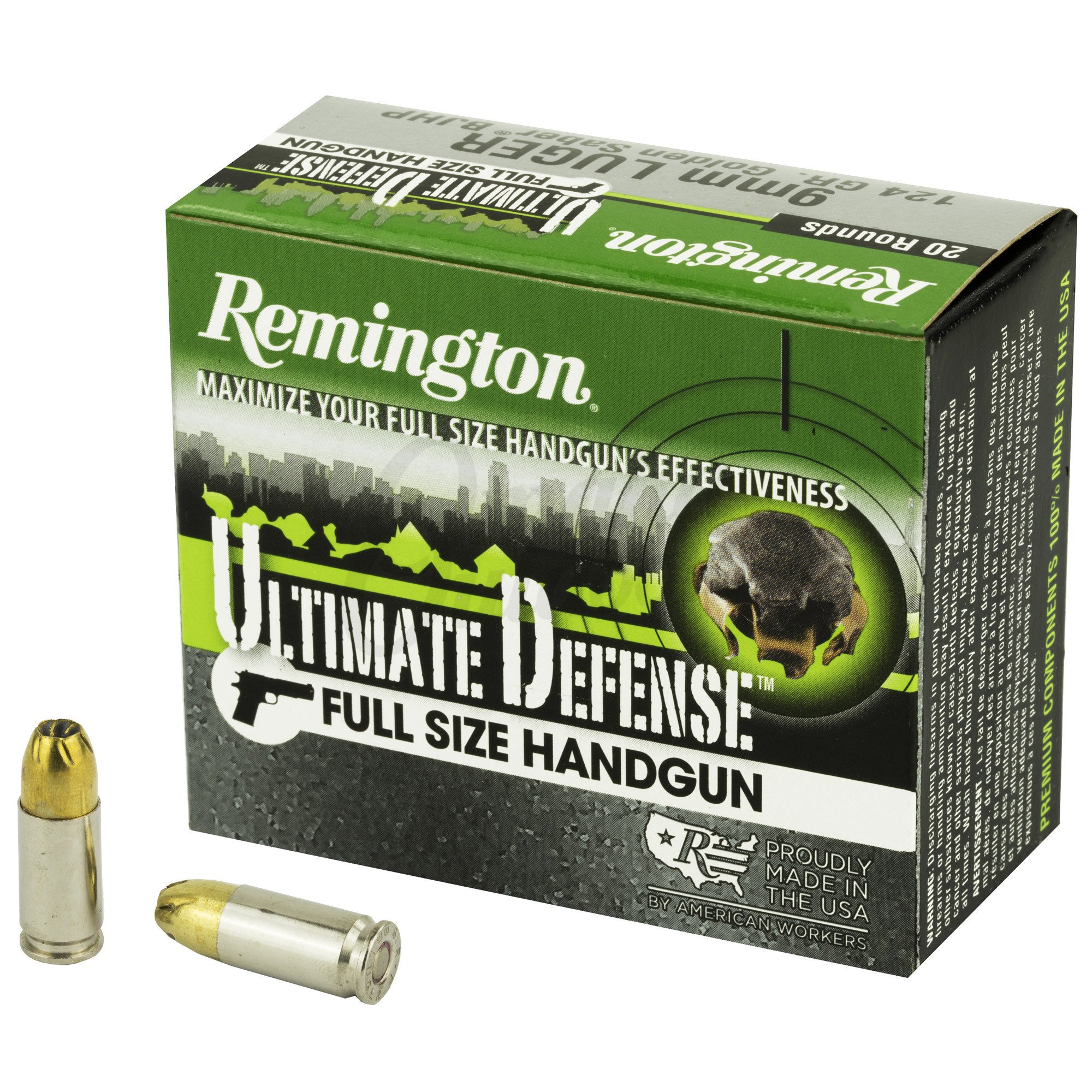 Remington Ultimate Defense 9mm Ammo 124 Grain Brass Jhp 20 Rounds Omaha Outdoors