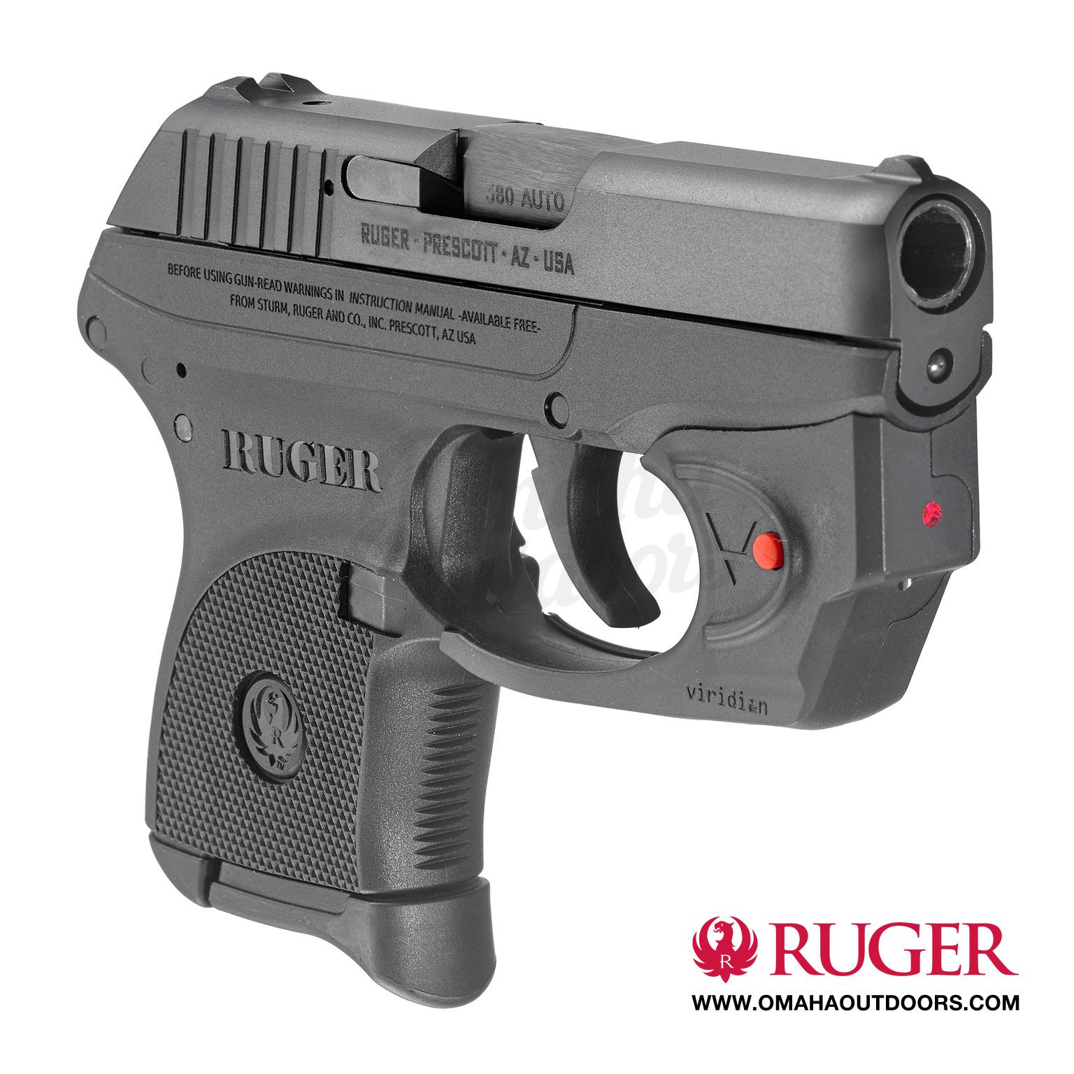 Ruger LCP 380 Pistol with Viridian E-Series Red Laser - Omaha Outdoors