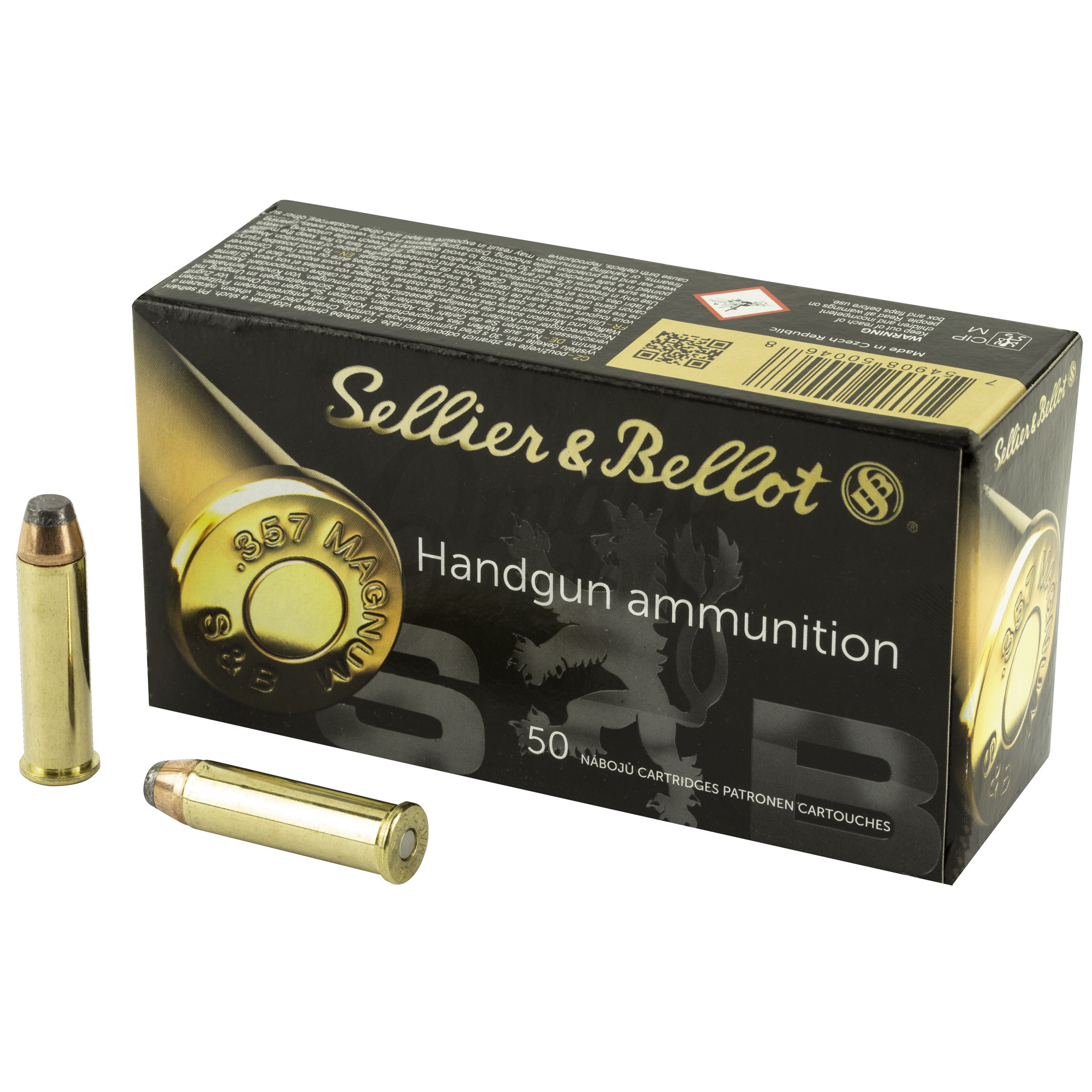 Sellier & Bellot Ammo 357 Magnum 158 Gr Jacketed FN SP 50 Round Box SB357B