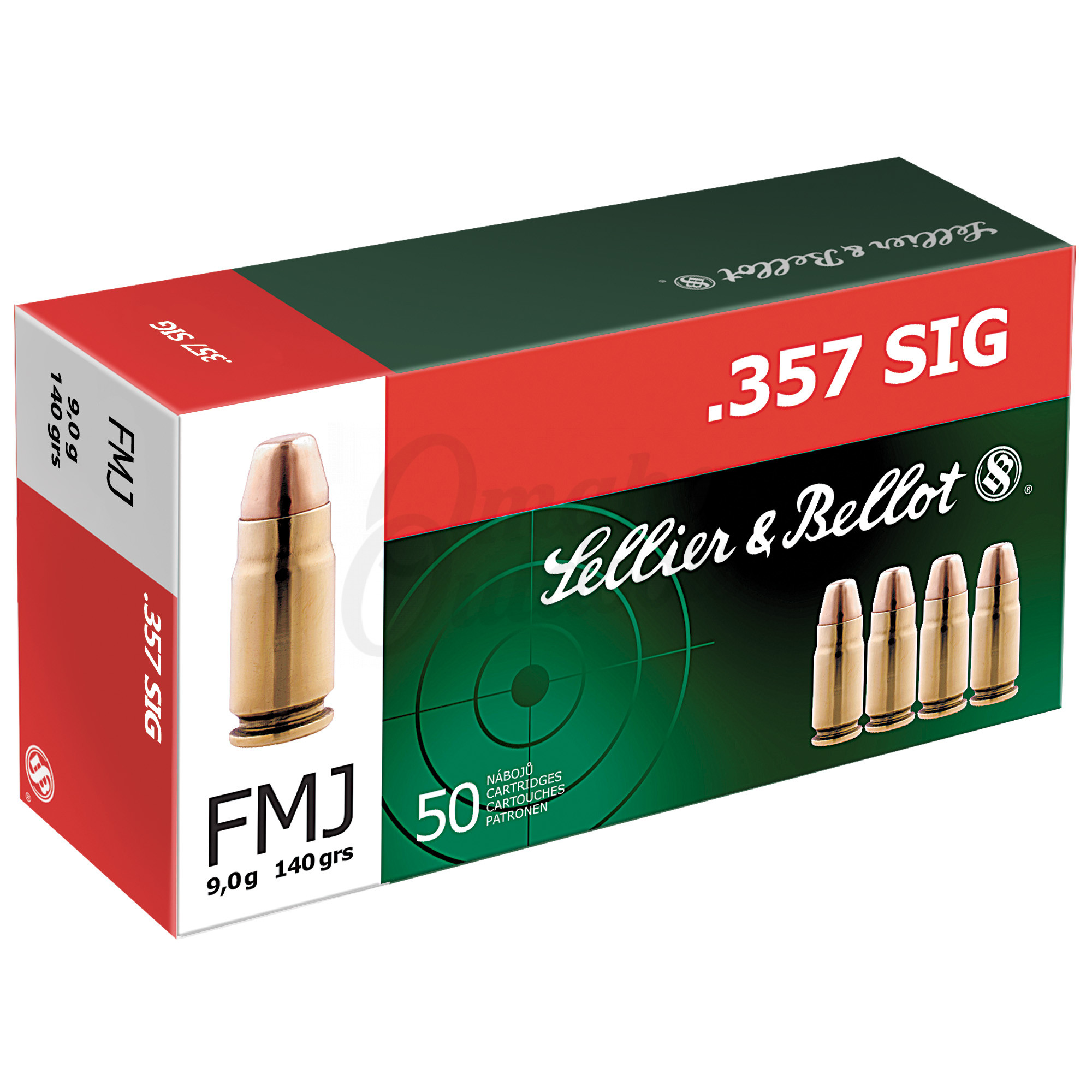 Sellier & Bellot 357 SIG Ammo 140 Grain FMJ 50 Round Box - Omaha Outdoors