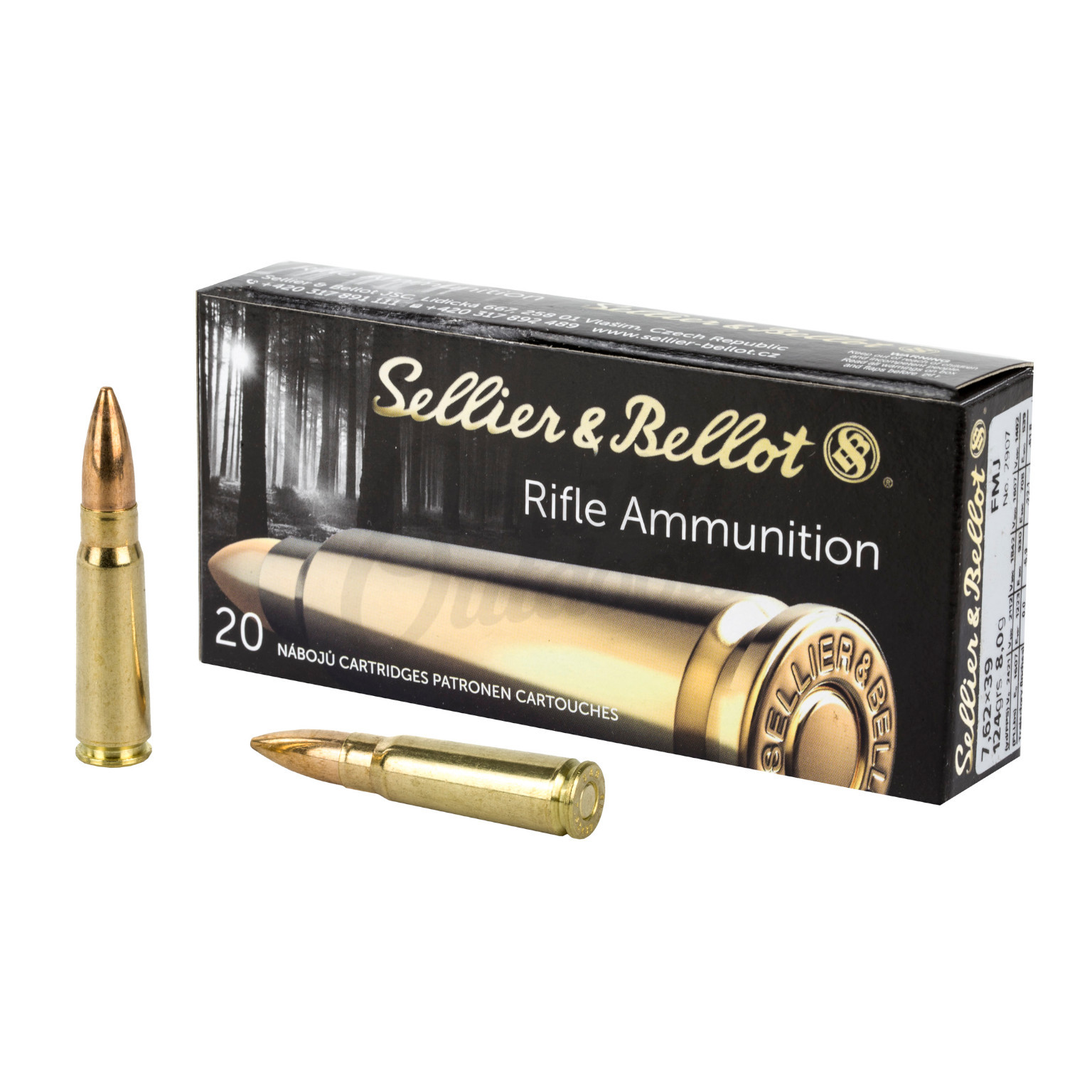 Sellier & Bellot 7.62x39 124 GR FMJ 20 Rounds - Omaha Outdoors