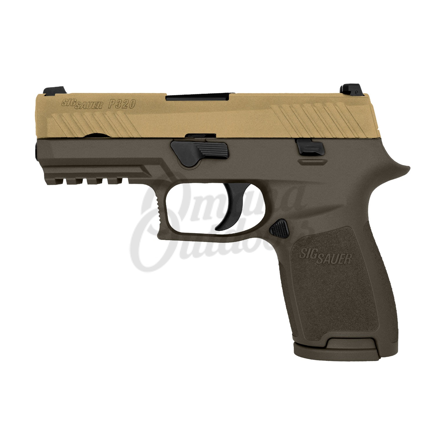 sig sauer p320 compact spartan bronze pistol 15 rd 9mm night sights burnt bronze slide 320c 9 bss sbbb 15 slide