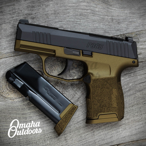 SIG P365 380 Burnt Bronze Vuurwapen Mag Release - Omaha Outdoors