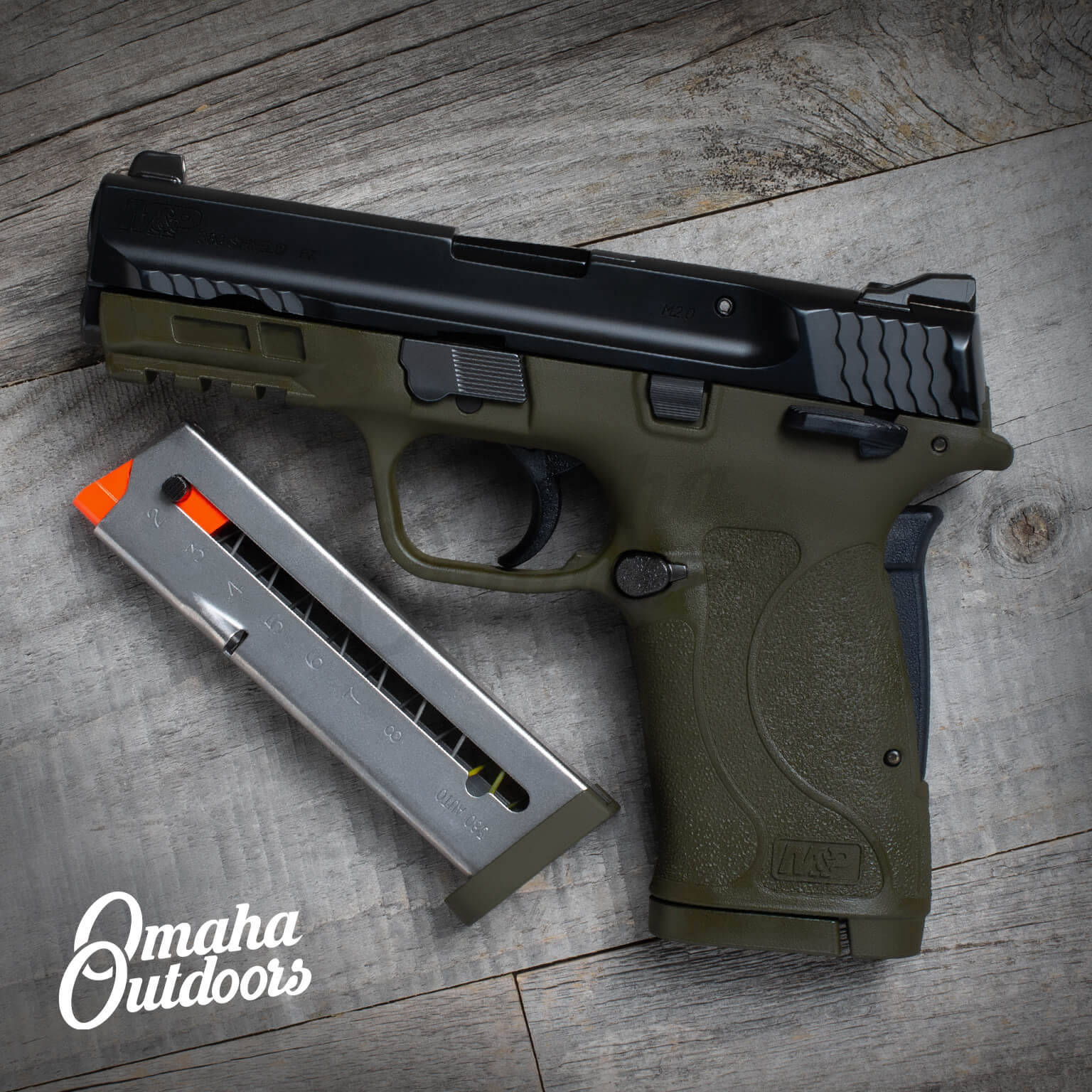 Smith and Wesson M&P 380 Shield EZ OD Green Thumb Safety - Omaha Outdoors