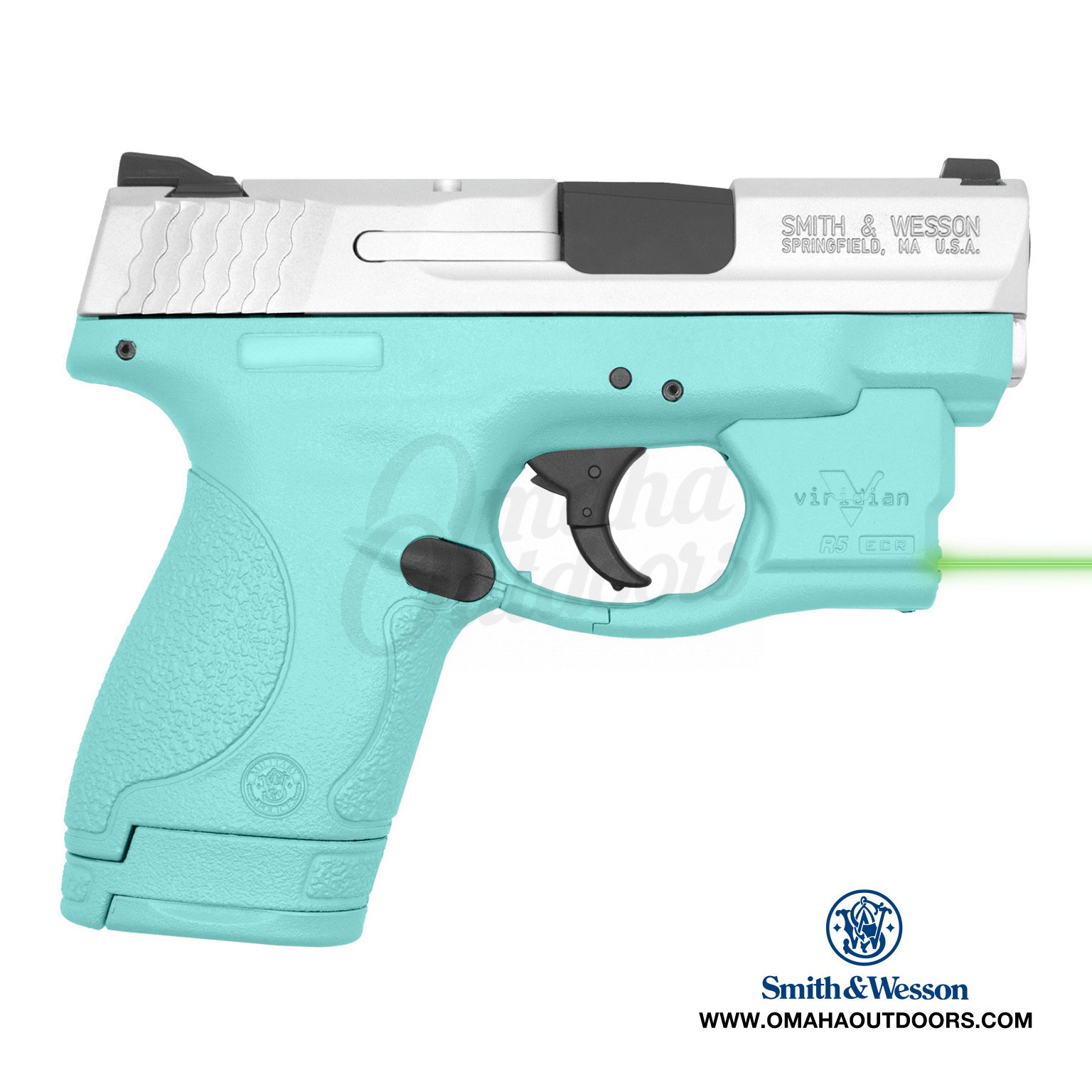 Smith And Wesson M P 9 Shield 7 8 Rd 9mm Vera Blue Satin Aluminum Pistol With Viridian R5 Laser Omaha Outdoors