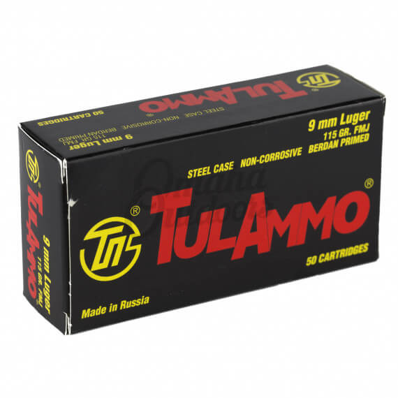 TulAmmo Steel Case 9mm Ammo 115 Grain FMJ 50 Round Box - Omaha Outdoors