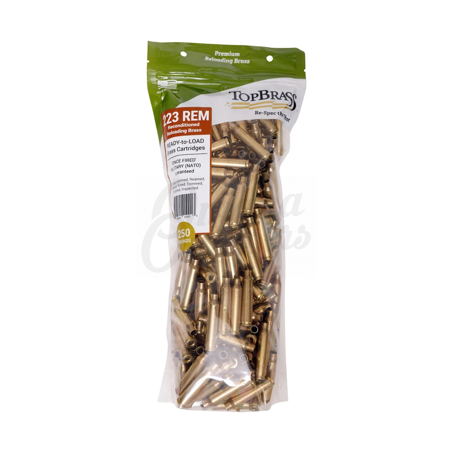 Top Brass 223 Rem Premium Reconditioned Brass 250 Round Bag - Omaha Outdoors