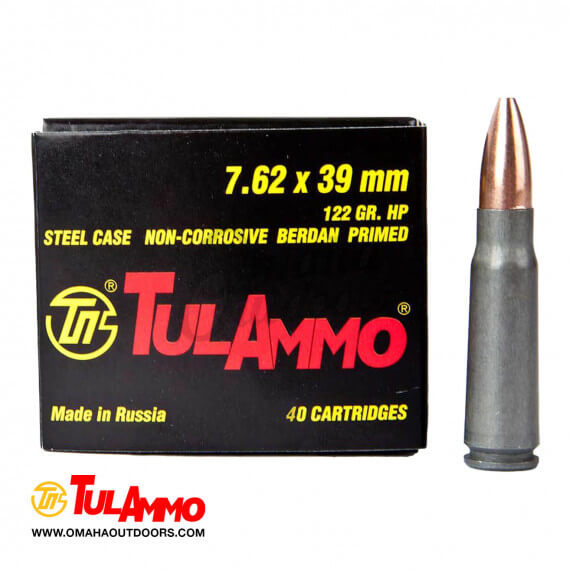 TulAmmo Steel Case 7.62x39mm Ammo 122 Grain HP 40 Round Box - Omaha ...