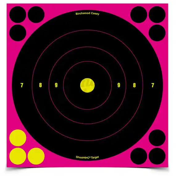 Birchwood Casey Shoot-N-C 8 Inch Pink Bullseye Targets 6 Sheets - Omaha ...