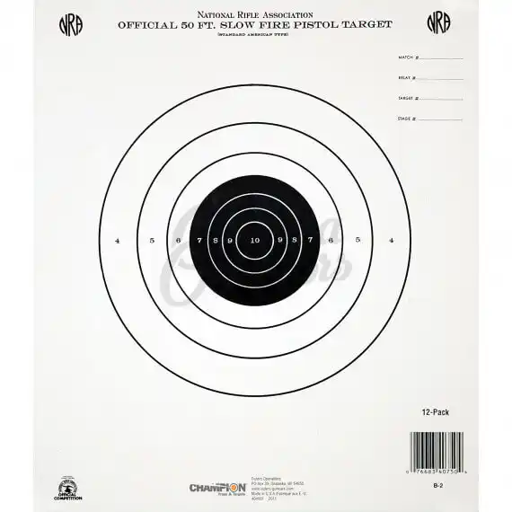 Champion NRA GB2 50 Foot Pistol Target Slow Fire 10.5x12 12 Targets ...