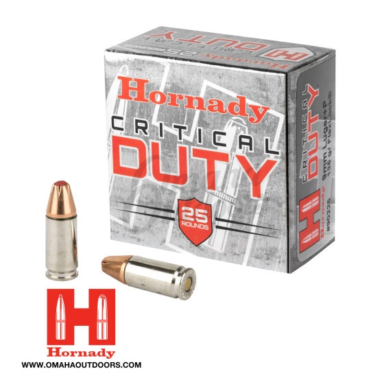 Hornady Critical Duty 9mm+P FlexLock 135 Grain 25 Rounds - Omaha Outdoors