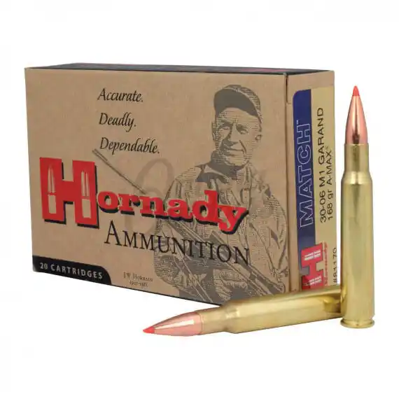 Hornady M1 Garand Match 30-06 168 Grain A-MAX 20 Rounds - Omaha Outdoors